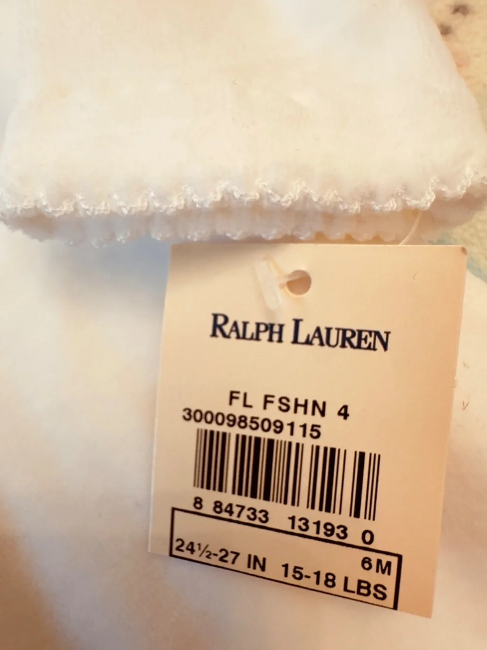 Ralph Lauren Baby Girl Velour Dress White 6 Months